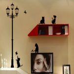 Popular Lamp Cats and Birds Wall Sticker
