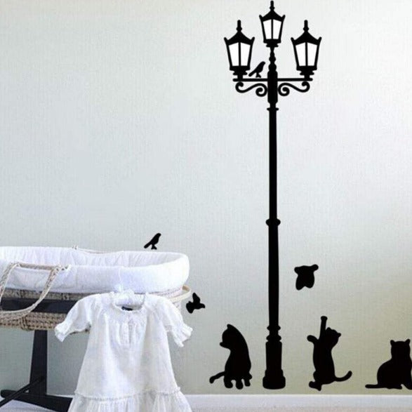 Popular Lamp Cats and Birds Wall Sticker