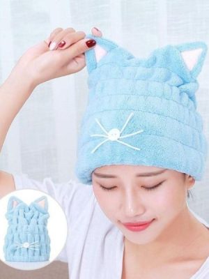 Cute Cat Ears Hair-Drying Towel Bath Cap
