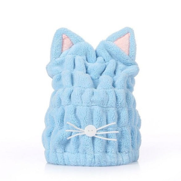 Cute Cat Ears Hair-Drying Towel Bath Cap