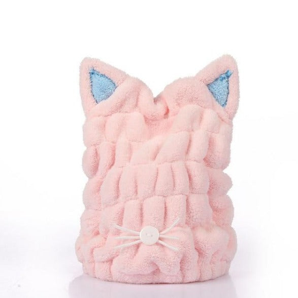 Cute Cat Ears Hair-Drying Towel Bath Cap
