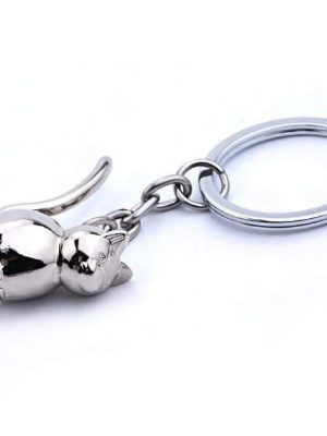 Cat Silver charm Keychain