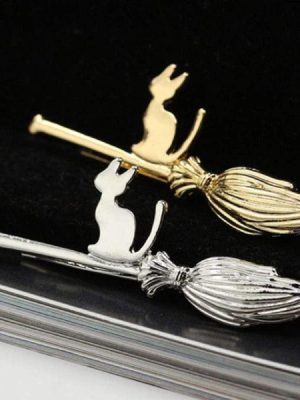 Cat on a Broom Hair Clip