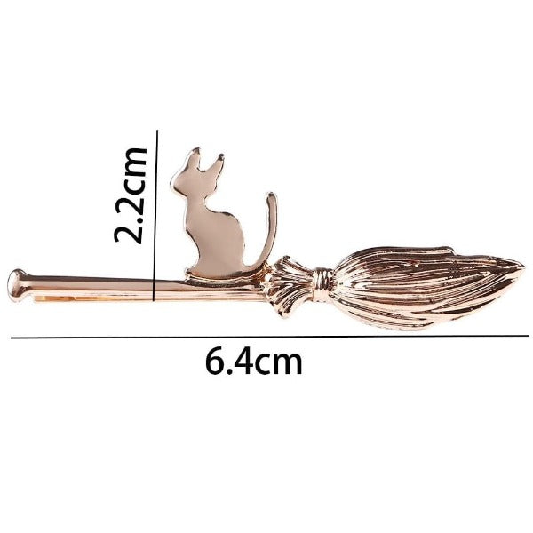 Cat on a Broom Hair Clip