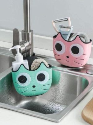 Cat Soap Sponge Sink Rack