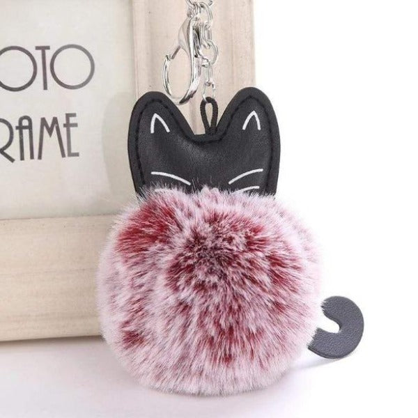 Fluffy Pom-Pom Kitty Cat Keychain