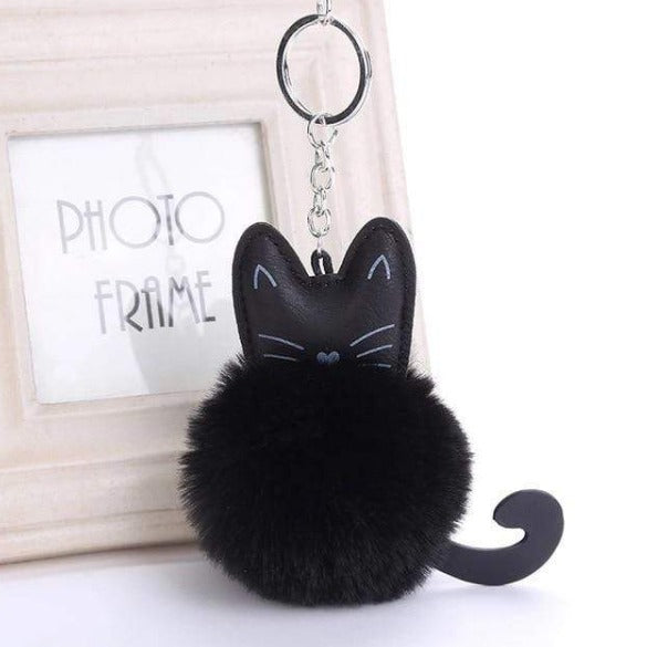 Fluffy Pom-Pom Kitty Cat Keychain
