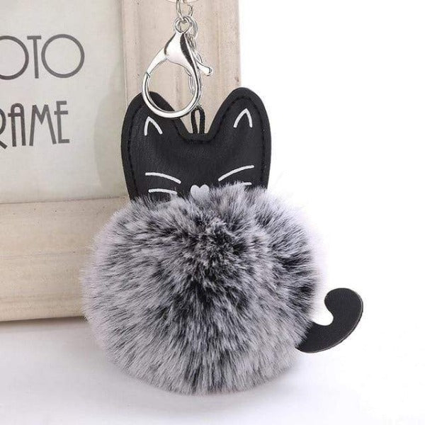 Fluffy Pom-Pom Kitty Cat Keychain