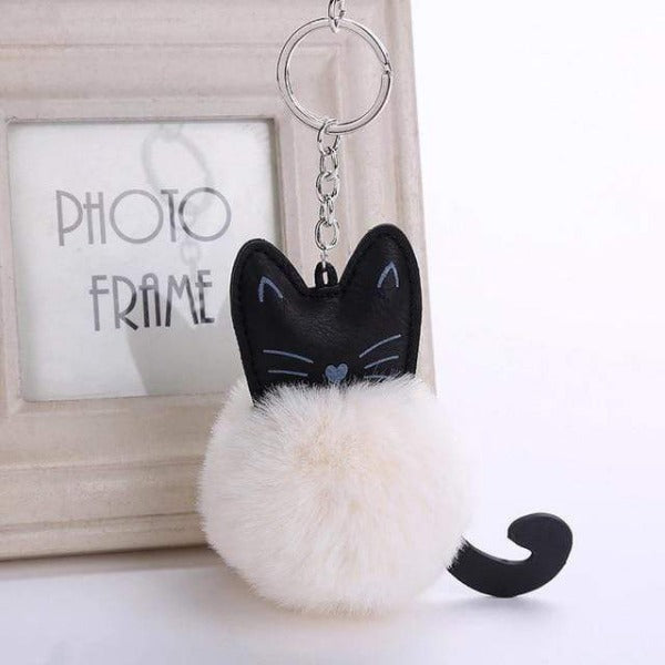 Fluffy Pom-Pom Kitty Cat Keychain