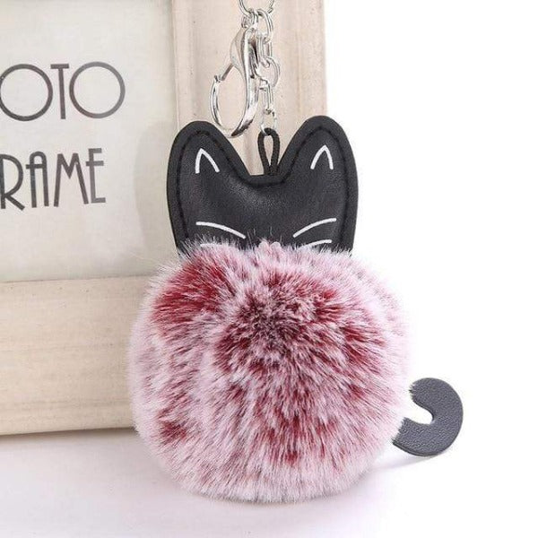 Fluffy Pom-Pom Kitty Cat Keychain