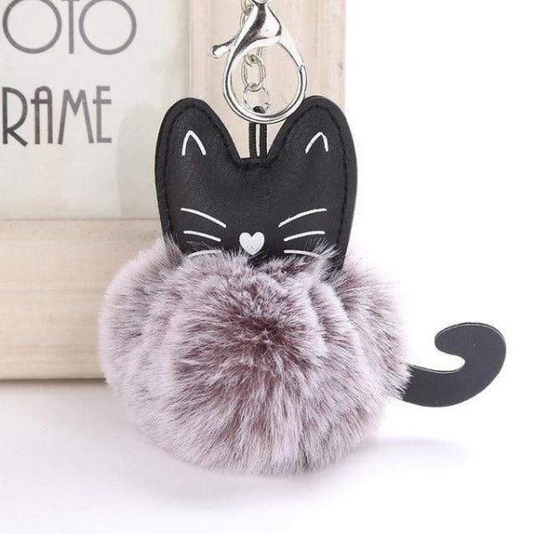 Fluffy Pom-Pom Kitty Cat Keychain