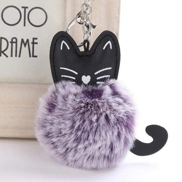 Fluffy Pom-Pom Kitty Cat Keychain