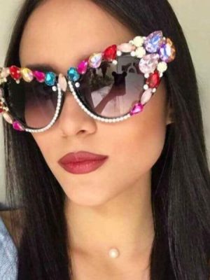 Crystals on Cat Eyes Sunglasses