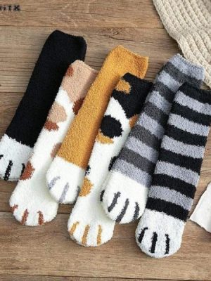 Cat Paw Striped Socks