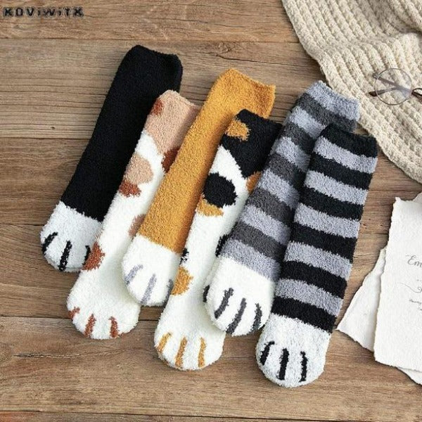 Cat Paw Striped Socks