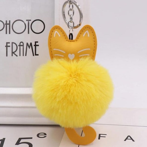 Fluffy Pom-Pom Kitty Cat Keychain
