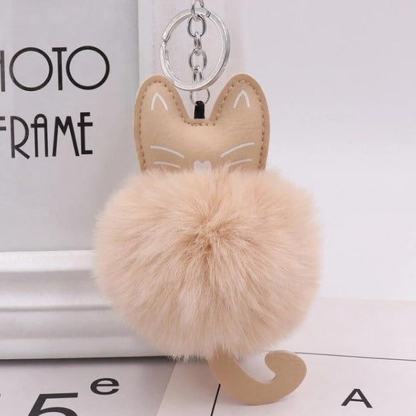 Fluffy Pom-Pom Kitty Cat Keychain