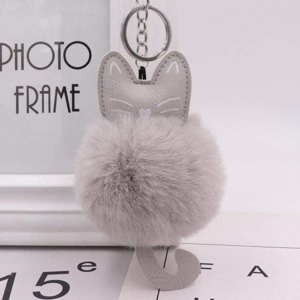 Fluffy Pom-Pom Kitty Cat Keychain