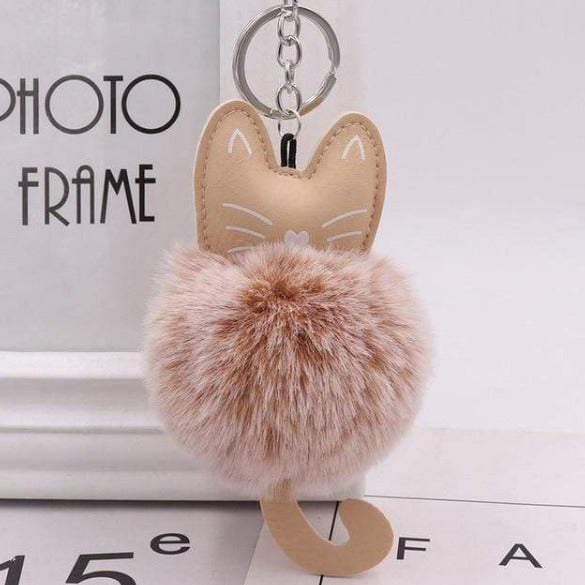 Fluffy Pom-Pom Kitty Cat Keychain