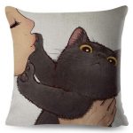 Funny Love Kiss Cat Pillow Case