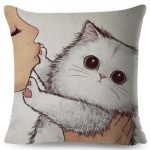 Funny Love Kiss Cat Pillow Case