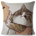 Funny Love Kiss Cat Pillow Case