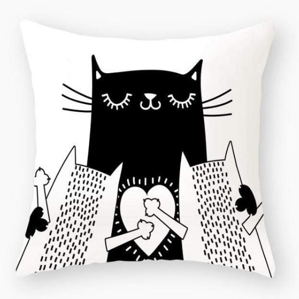 Funny Black Cat Pillowcase Cushion Cover