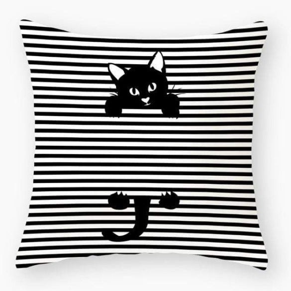 Funny Black Cat Pillowcase Cushion Cover