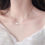Walking Cat Curved Silver Necklace