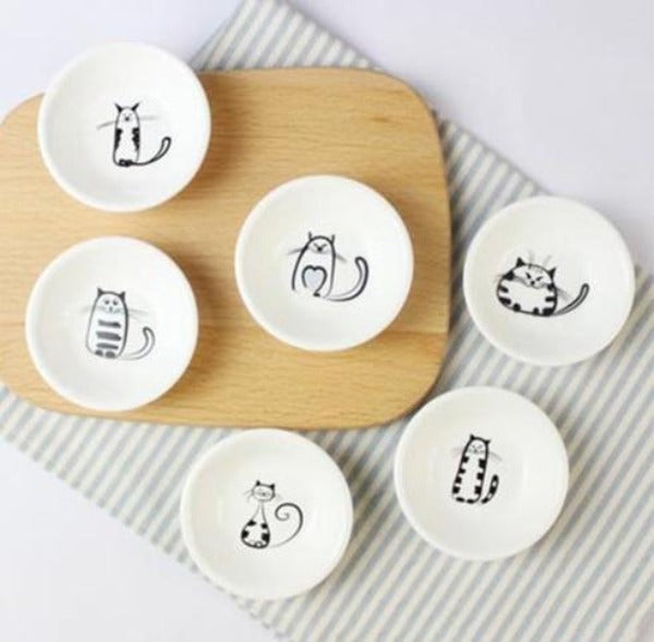 Cat Mini Saucer Dinner Plates