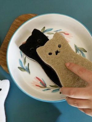 4PCS Cat Shape Dishwashing Sponges