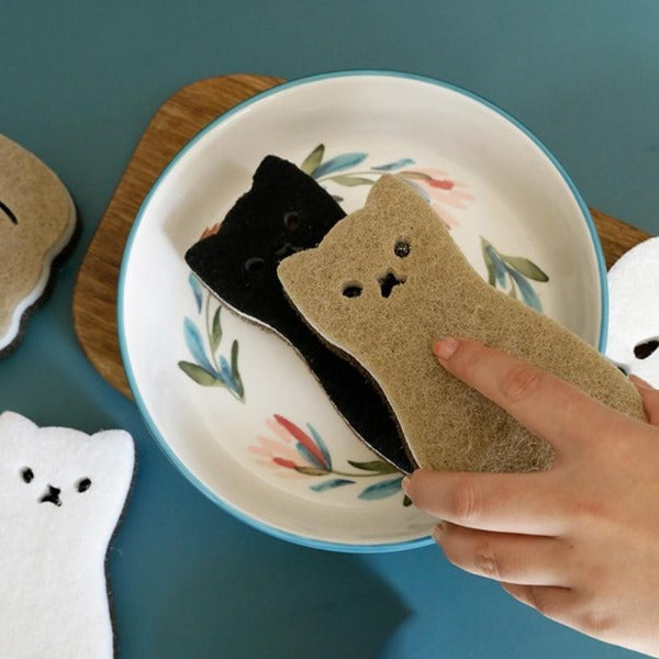 4PCS Cat Shape Dishwashing Sponges