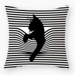 Funny Black Cat Pillowcase Cushion Cover