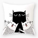 Funny Black Cat Pillowcase Cushion Cover
