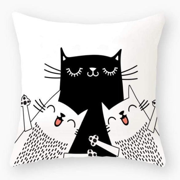 Funny Black Cat Pillowcase Cushion Cover