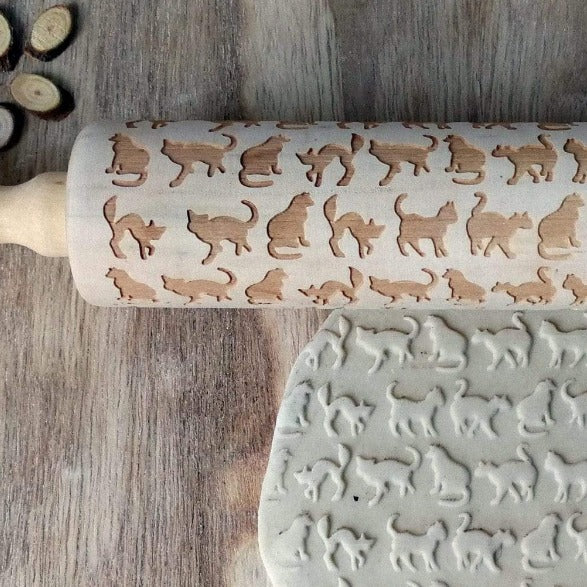 Cat Wooden Baking Pastry Rolling Pin