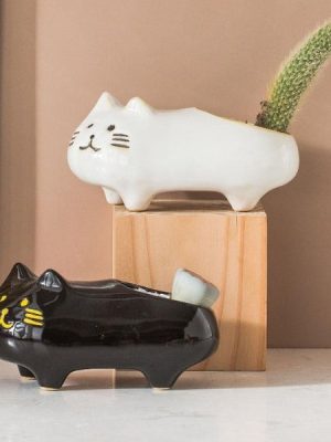 Black and White Cat Flower Pots
