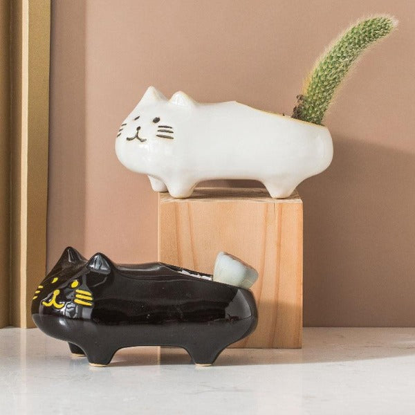 Black and White Cat Flower Pots