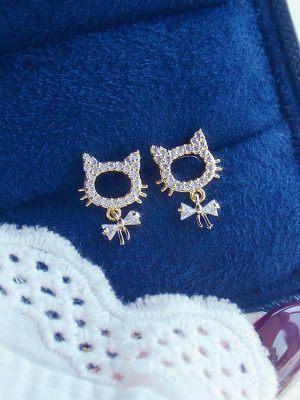 Sparkly Stud Cute Kitty Earrings