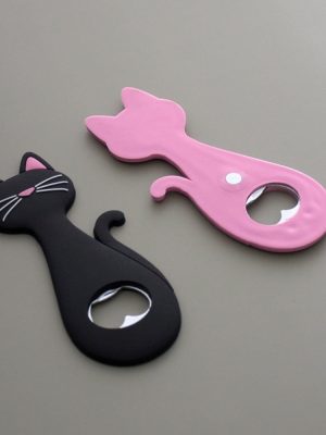 Black Pink Cat Magnetic Bottle Opener