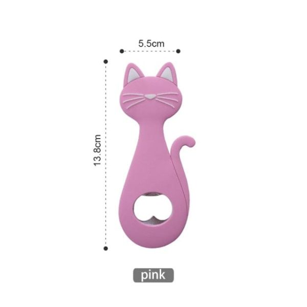 Black Pink Cat Magnetic Bottle Opener