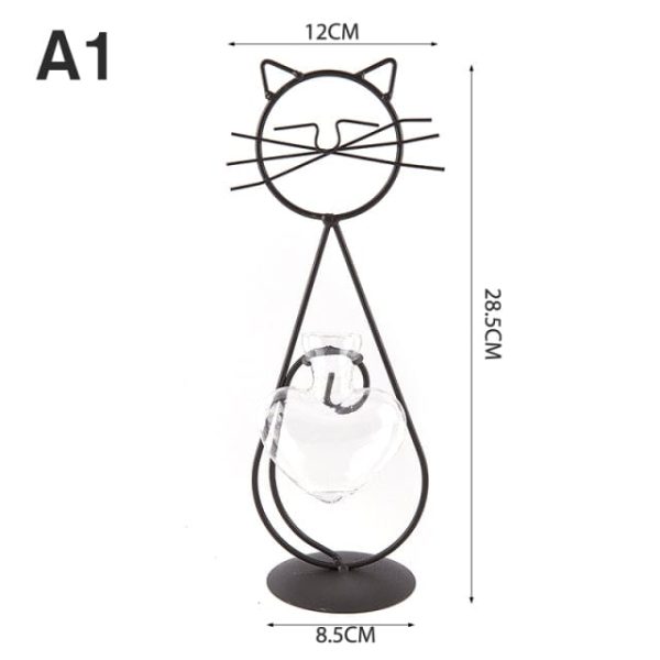 Cat Hydroponic Flower Metal Vases