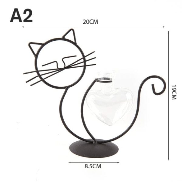 Cat Hydroponic Flower Metal Vases