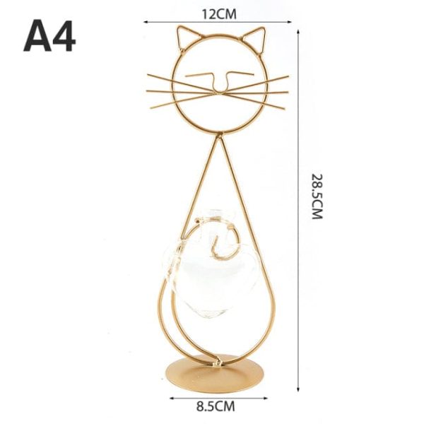 Cat Hydroponic Flower Metal Vases