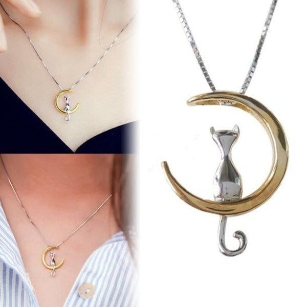Moon Cat Vintage Necklace