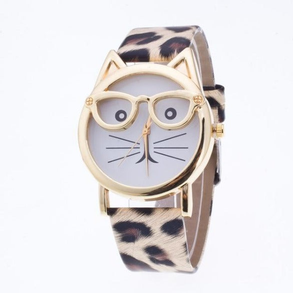 Cat Glasses Face Wrist Watch