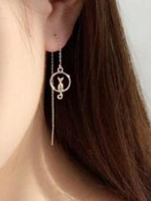 Elegant Cat on Moon Lucky Earrings
