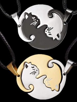 2Pcs Yin and Yang Cat Necklace