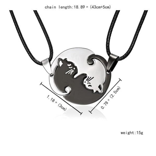 2Pcs Yin and Yang Cat Necklace