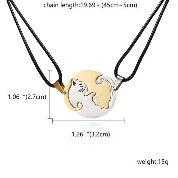 2Pcs Yin and Yang Cat Necklace